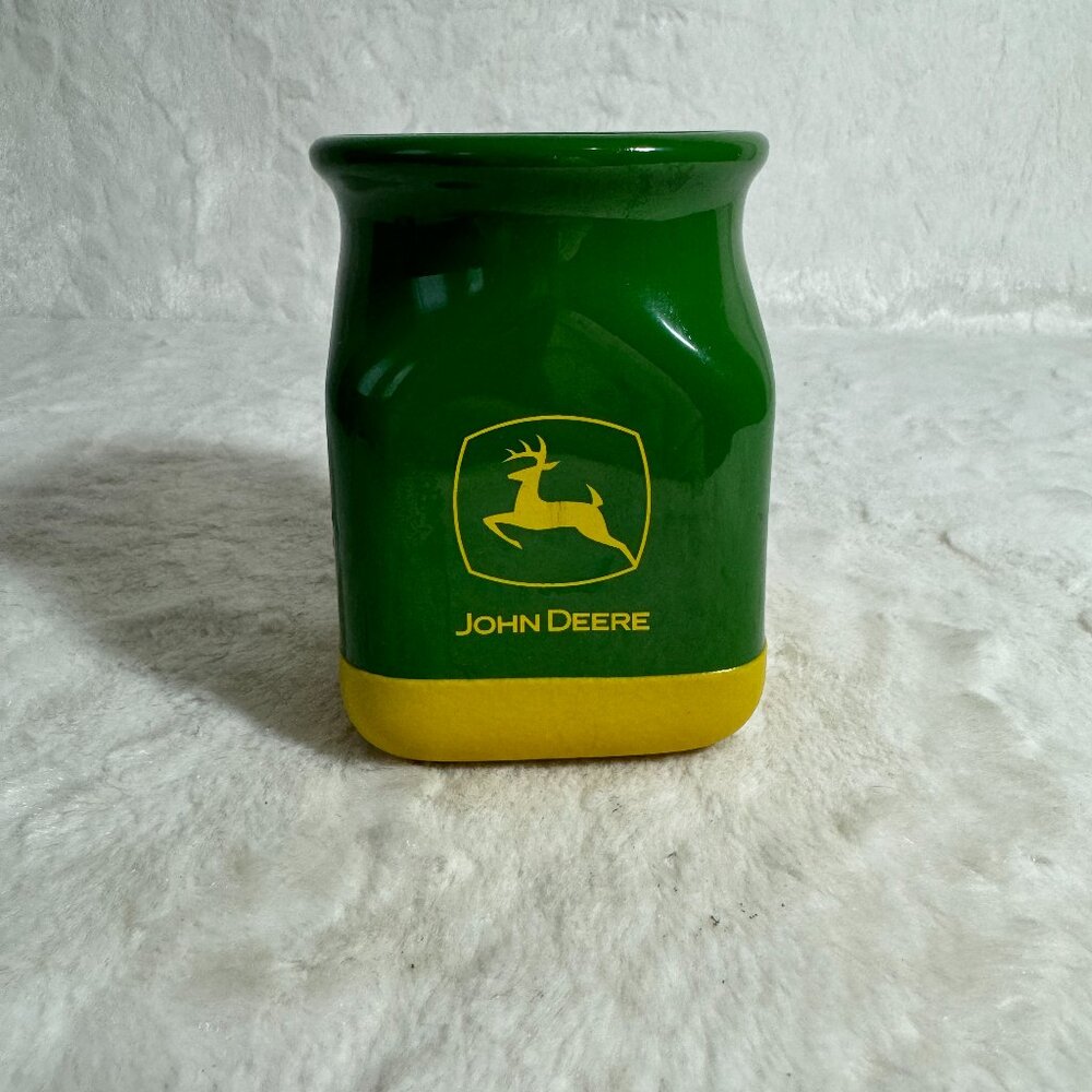 John Deere Koozie Rubber Drink Can Holder Green Yellow Square 4"  Logo